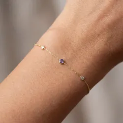 Amethyst-Armband Februar mit Diamanten aus 18K Gelbgold