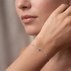 Amethyst-Armband Februar mit Diamanten aus 18K Weißgold