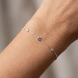 Amethyst-Armband Februar mit Diamanten aus 18K Weißgold