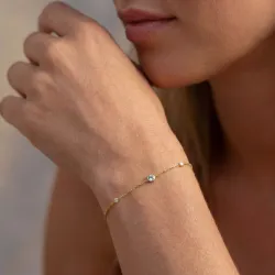 Aquamarin-Armband März mit Diamanten aus 18K Gelbgold