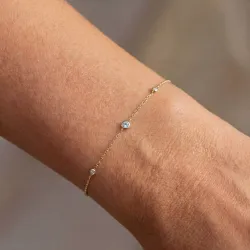 Aquamarin-Armband März mit Diamanten aus 18K Gelbgold