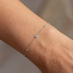 Aquamarin-Armband März mit Diamanten aus 18K Weißgold