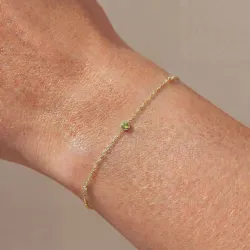 Peridot-Armband August mit Diamanten aus 18K Gelbgold