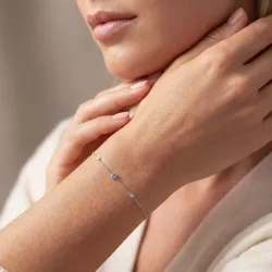 Tansanit-Armband Dezember mit Diamanten aus 18K Weißgold