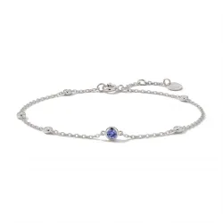 Tansanit-Armband Dezember mit Diamanten aus 18K Weißgold