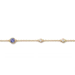Tansanit-Armband Dezember mit Diamanten aus 18K Gelbgold