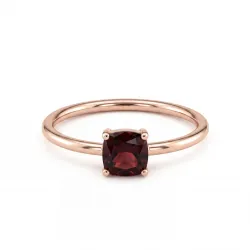 Bague grenat en or rose 18K – Solitaire élégant et raffiné