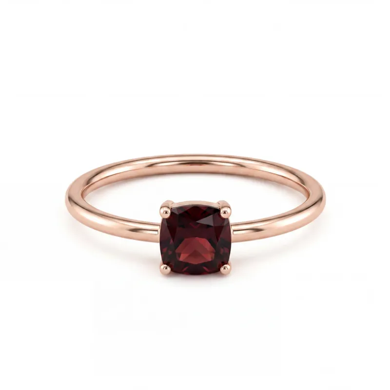 Bague Grenat Sillage Taille Coussin en Or Rose 18K