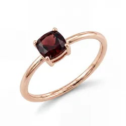 Bague grenat en or rose 18K – Solitaire élégant et raffiné