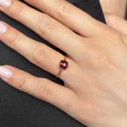 Bague grenat en or rose 18K – Solitaire élégant et raffiné