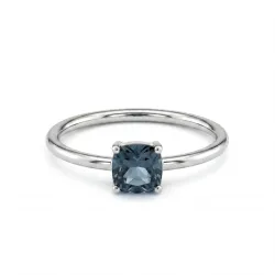 Bague topaze bleue traitée en or blanc 18K – Celinni
