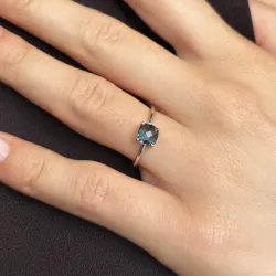 Anillo de topacio azul tratado en oro blanco 18K – Celinni