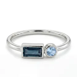 Anillo de topacio azul tratado en oro blanco 18K – Celinni