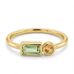 Bague péridot et citrine en or jaune 18K – Duo lumineux