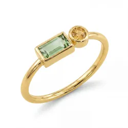 Bague péridot et citrine en or jaune 18K – Duo lumineux