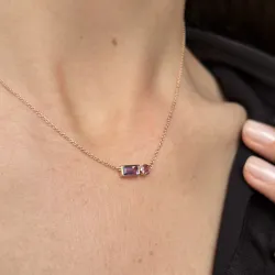 Amethyst- und rosa Turmalin-Halskette aus 18K Roségold