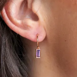 Halbcreolen mit Amethyst und rosa Turmalin aus 18K Roségold