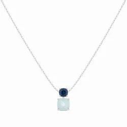 Halskette mit Chalcedon und Blautopas aus 18K Weißgold