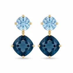 Pendientes colgantes de topacio azul en oro amarillo 18K