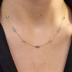 Harmonie Edelstein-Halskette aus 18K Gelbgold – Celinni