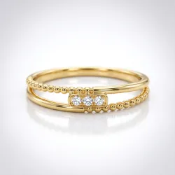 Bague jonc double perl&eacute; en or 18K ou platine &ndash; Celinni