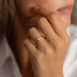 Bague jonc double perlé en or 18K ou platine – Celinni