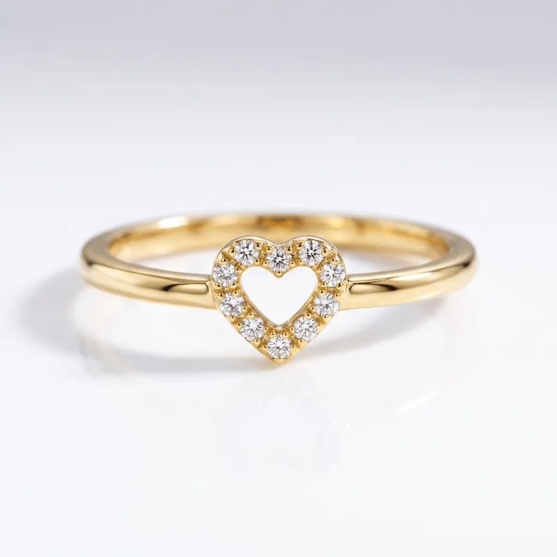 Bague Cœur Pavé Diamants en Or 18K ou Platine