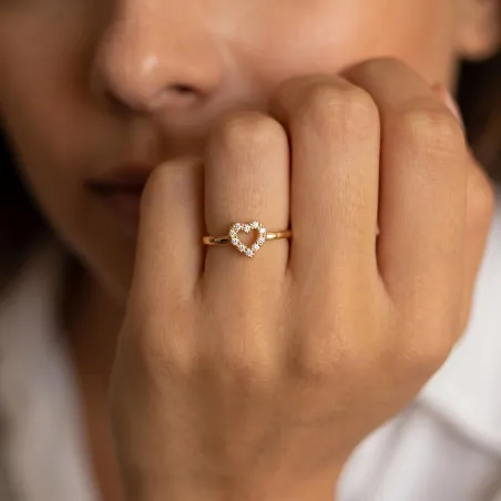 Bague Cœur Pavé Diamants en Or 18K ou Platine