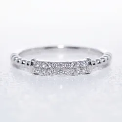Bague Jonc Pavé Perlé en Or 18K ou Platine | Celinni