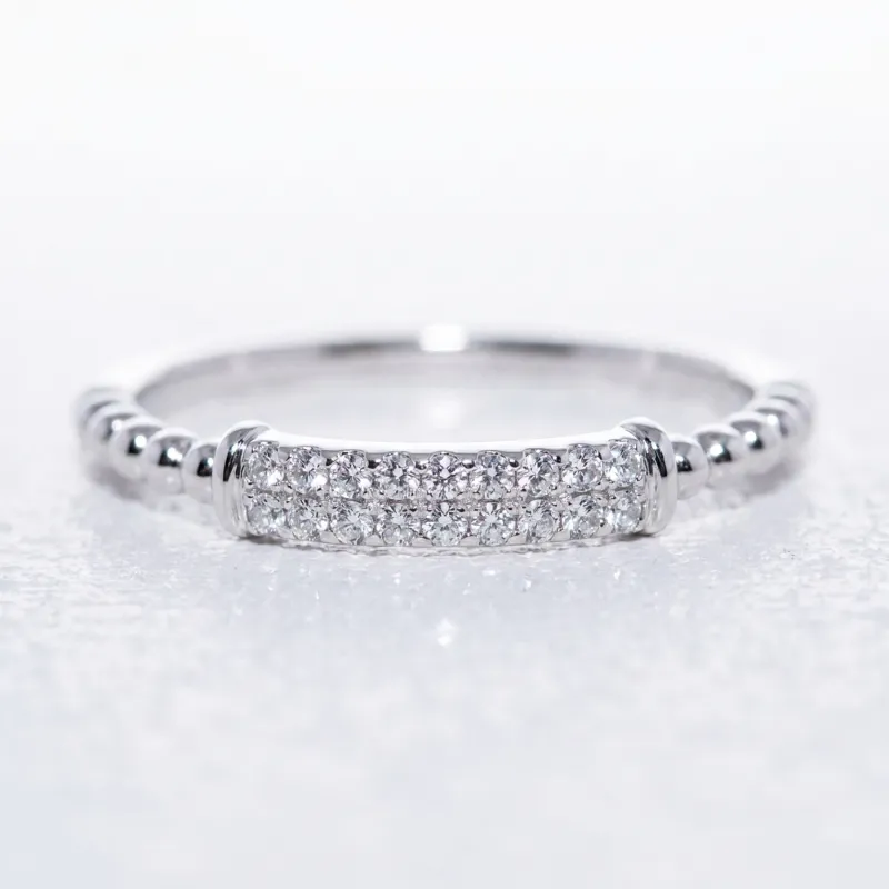 Bague Jonc Pavé Perlé en Or 18K ou Platine | Celinni