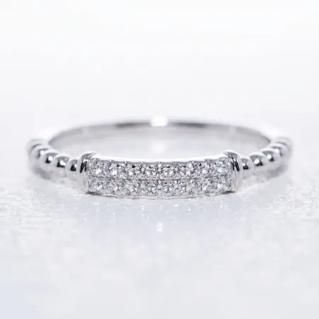 Milgrain Pavé Diamond Band Ring in 18K Gold or Platinum