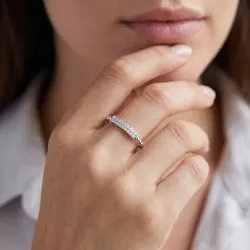 Bague Jonc Pavé Perlé en Or 18K ou Platine | Celinni