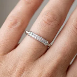 Bague Jonc Pavé Perlé en Or 18K ou Platine | Celinni