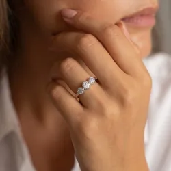 Bague Trois Clusters Ronds Pavés en Or 18K ou Platine