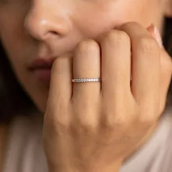 Bague Demi-jonc Pavé Fin en Or 18K ou Platine | Celinni