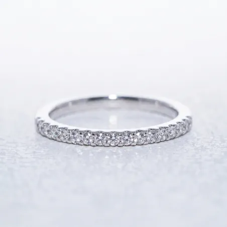 Pavé Half Eternity Ring in 18K Gold or Platinum