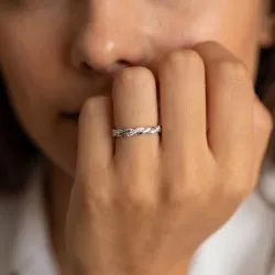 Bague Jonc Torsadé Diamants en Or 18K ou Platine | Celinni