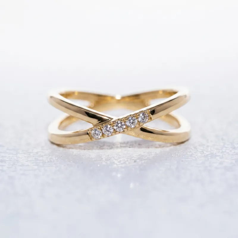 Bague Croisée X Diamants en Or 18K ou Platine