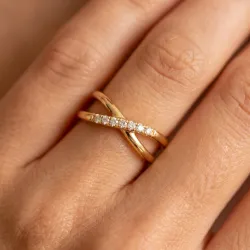 Cross X Diamond Ring in 18K Gold or Platinum | Celinni
