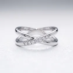 Bague Croisée X Diamants en Or 18K ou Platine | Celinni