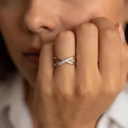 Bague Croisée X Diamants en Or 18K ou Platine | Celinni