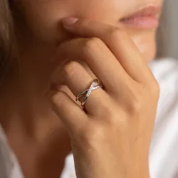 Bague Croisée X Diamants en Or 18K ou Platine | Celinni
