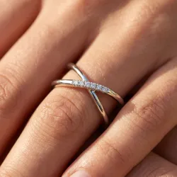 Bague Croisée X Diamants en Or 18K ou Platine | Celinni