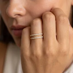 Bague Double Ligne Ajourée en Or 18K ou Platine | Celinni
