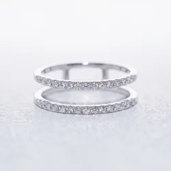 Bague Double Ligne Ajour&eacute;e en Or 18K ou Platine | Celinni