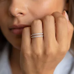 Bague Double Ligne Ajour&eacute;e en Or 18K ou Platine | Celinni