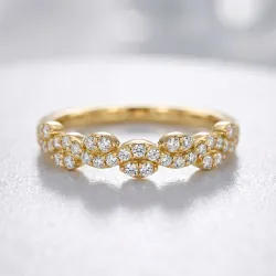 Bague Alliance Feuilles Marquises en Or 18K ou Platine
