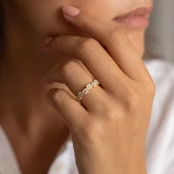 Bague Alliance Feuilles Marquises en Or 18K ou Platine