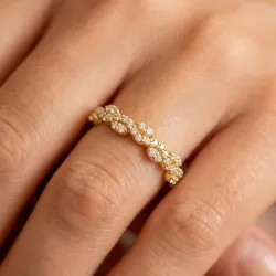 Bague Alliance Feuilles Marquises en Or 18K ou Platine