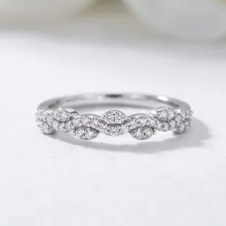 Bague Alliance Feuilles Marquises en Or 18K ou Platine
